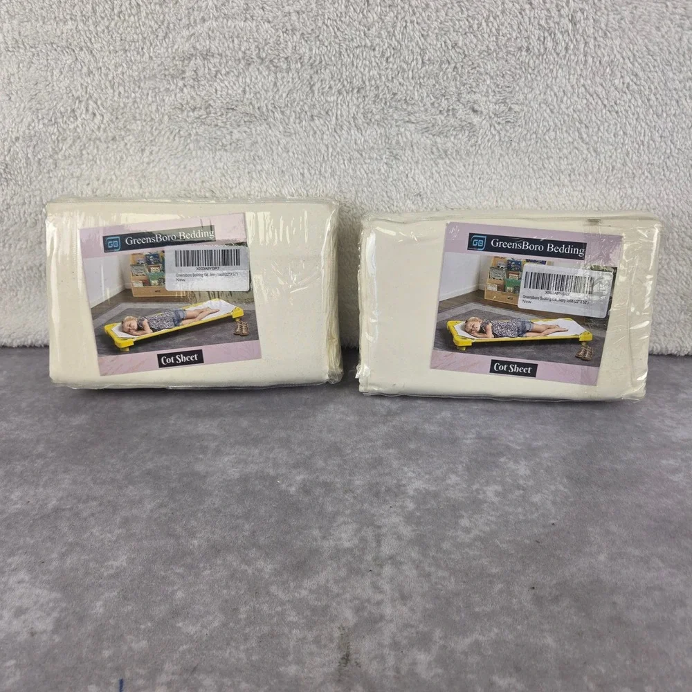 GreensBoro Bedding Kid Cot Sheet 2 Pack Ivory Solid 22 x 52 Daycare Preschool